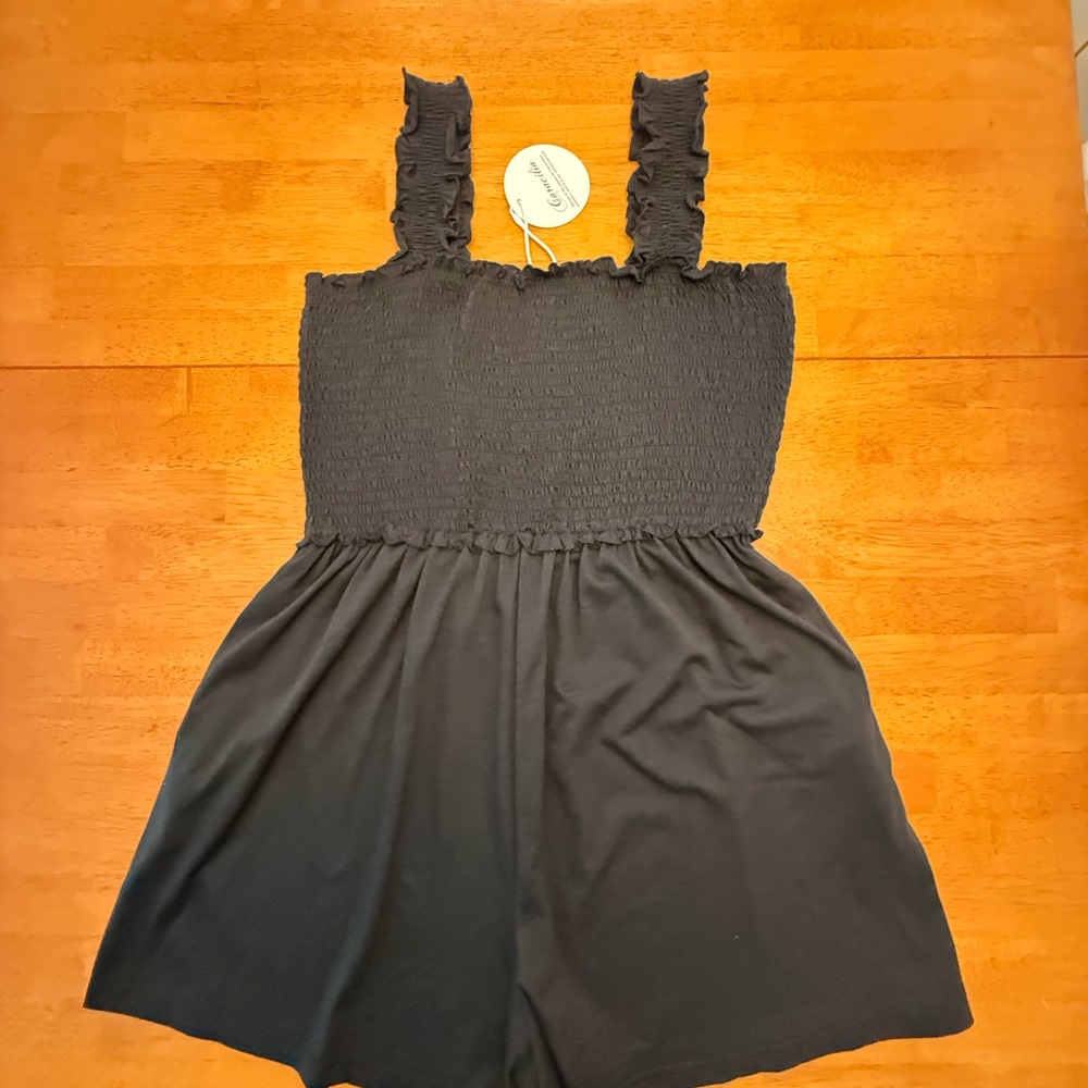 Elegant Black Ruffled Women's Romper